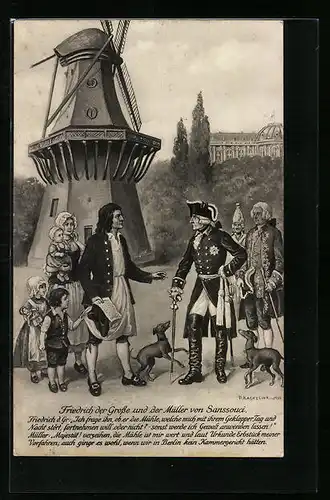 Künstler-AK Friedrich der Grosse und der Müller von Sanssouci