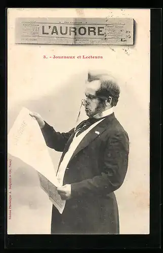 AK Journaux et Lecteurs, Mann liest die Zeitung L'Aurore