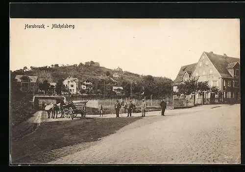 AK Hersbruck-Michelsberg, Ortsansicht mit Pferdekutsche