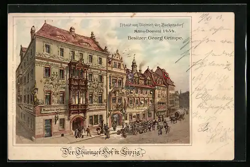 Lithographie Leipzig, Thüringer Hof, Bes. Georg Grimpe