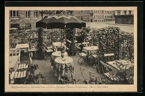 AK Leipzig, Café & Conditorei Lutze, Terrasse, Kaiser-Wilhelm-Str. 2