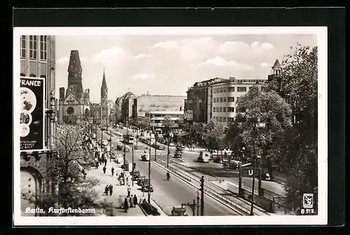 AK Berlin-Charlottenburg, Kurfürstendamm mit Strassenbahn