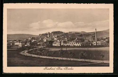 AK Friedland b. Breslau, Ortsansicht mit Kirche