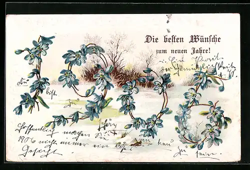AK Jahreszahl 1906 mit Blüten