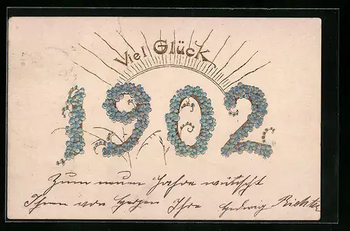 AK Jahreszahl 1902 mit Vergissmeinnicht