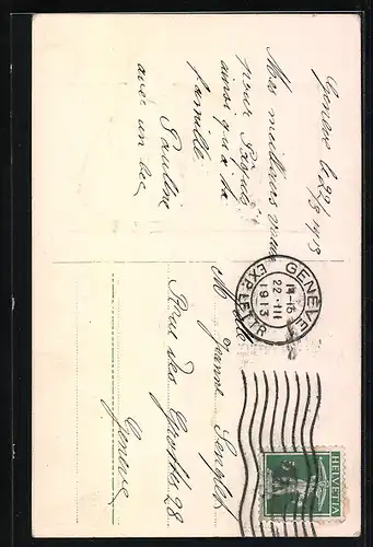 AK Mädchen mit Osterhasen und Lamm