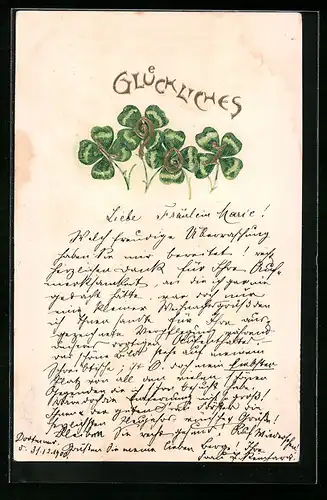 AK Glückliches Jahr 1901, Kleeblätter