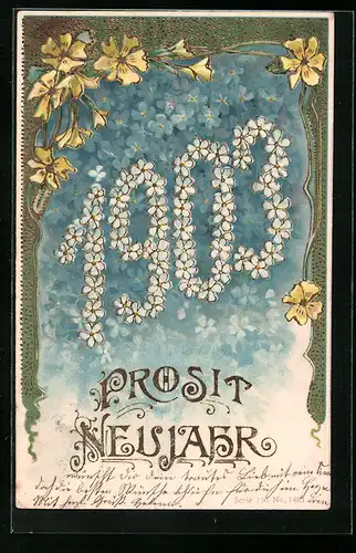 AK Prosit Neujahr, Jahreszahl 1903 mit Vergissmeinnicht