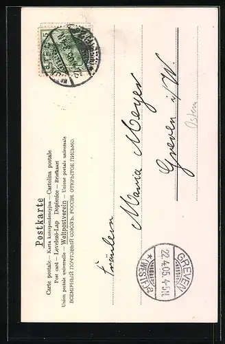 AK Mädchen blickt auf ein Vogelnest, Osterhase springt über die Wiese vorbei, Fröhliche Ostern