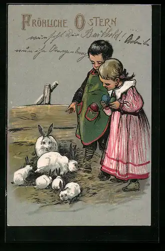 AK Kinder beobachten Osterhasen