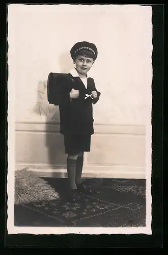 Foto-AK Junge im Matrosenanzug zum Schulanfang