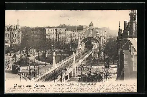 AK Berlin-Schöneberg, Nollendorfplatz mit Hochbahnhof