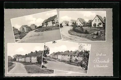 AK Boostedt b. Neumünster, Ortsansichten mit Strassenpartien