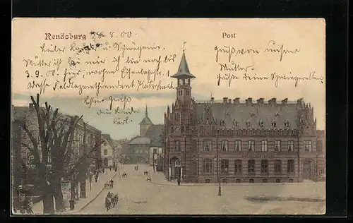 AK Rendsburg, Platz mit Postamt