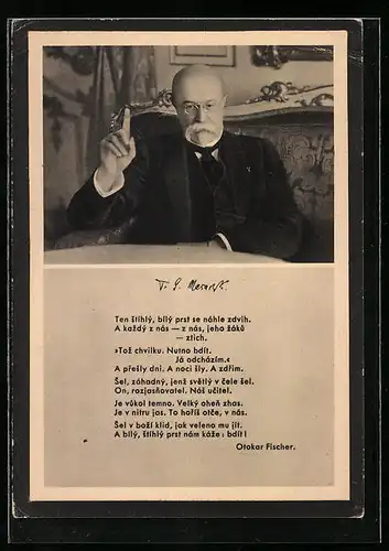 AK Präsident Masaryk (TGM) mit erhobener Hand