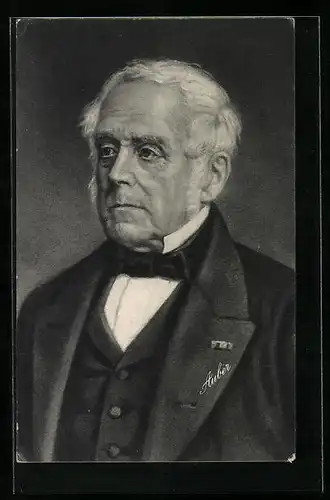 Künstler-AK Portrait Auber mit Fliege im Anzug