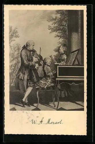 Künstler-AK Mozart mit Violine