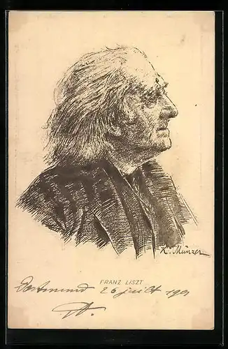 Künstler-AK Franz Liszt in Profilansicht