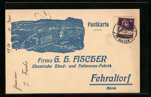AK Fehraltorf, Firma G. H. Fischer, Chemische Zünd- und Fettwaren-Fabrik