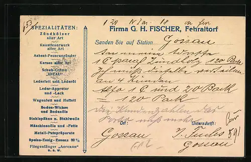 AK Fehraltorf, Firma G. H. Fischer, Chemische Zünd- und Fettwaren-Fabrik