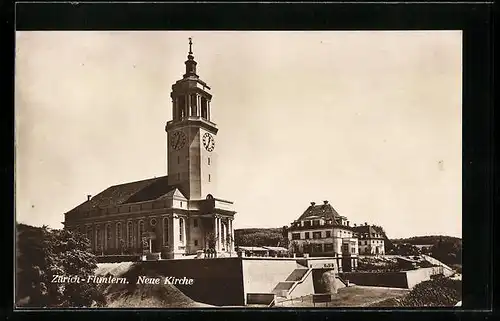 AK Zürich-Fluntern, Blick zur Neuen Kirche