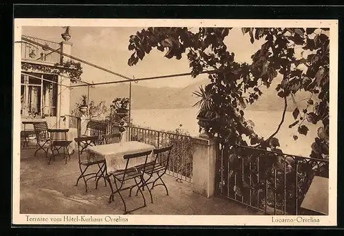 AK Locarno-Orselina, Terrasse vom Hotel-Kurhaus Orselina