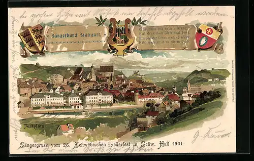 AK Schw. Hall, Festplatz des 26. Schwäbischen Liederfest 1901
