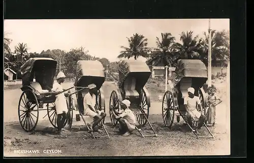 AK Ceylon, Rikschafahrer warten auf Fahrgäste