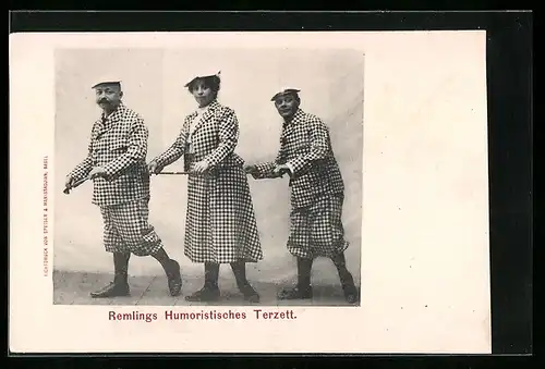 AK Remlings Humoristisches Terzett in Kostümen, Komiker