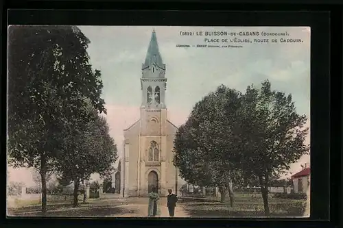 AK Le Buisson-de-Cabans, Place de l`Eglise, Route de Cadouin
