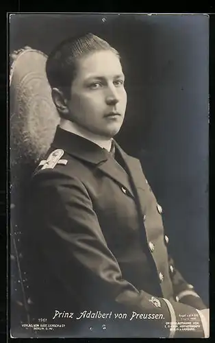 AK Prinz Adalbert von Preussen sitzend in Uniform in jungen Jahren dargestellt
