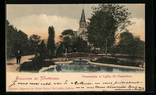 AK Mulhouse, Promenade et Eglise Ste. Genevieve