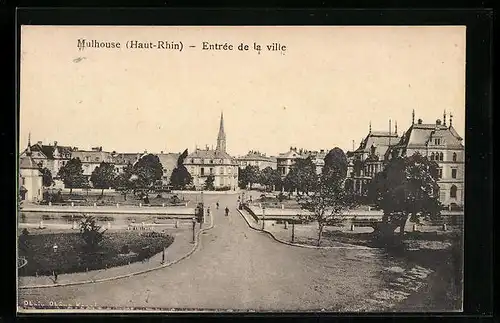 AK Mulhouse, Entree de la Ville, Brücke in die Stadt hinein