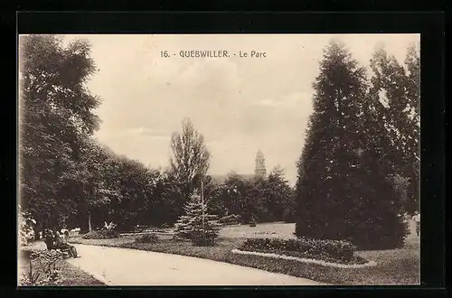 AK Guebwiller, Le Parc, Blick zum Kirchturm