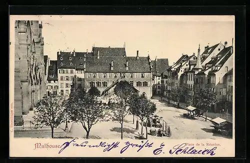 AK Mulhouse, Place de la Reunion, Hotel de Ville