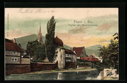AK Thann i. Els., Partie am Storchenturm