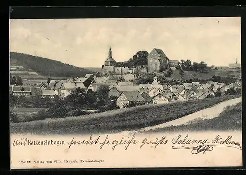 AK Katzenelnbogen, Ortsansicht aus der Vogelschau