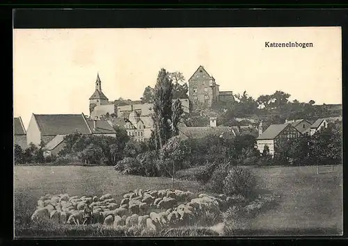 AK Katzenelnbogen, Ortsansicht aus der Vogelschau