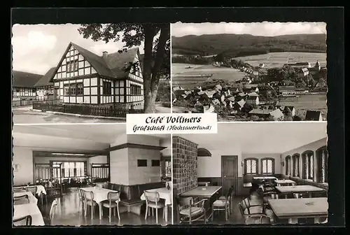 AK Grafschaft / Sauerland, Café Vollmers, Ortsansicht aus der Vogelschau