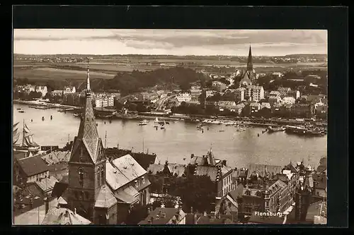 AK Flensburg, Teilansicht aus der Vogelschau