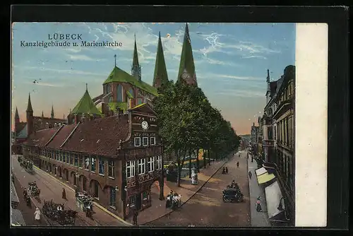 AK Lübeck, Kanzleigebäude und Marienkirche