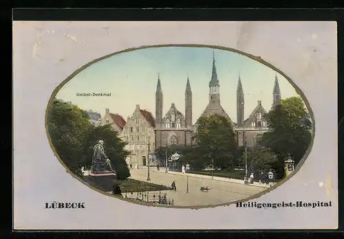 AK Lübeck, Heiligengeist-Hospital und Geibel-Denkmal