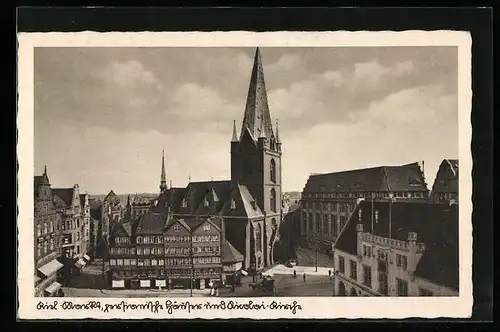 AK Kiel, Markt, persianische Häuser und Nicolai-Kirche