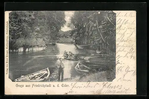AK Friedrichstadt a. Eider, Flusspartie