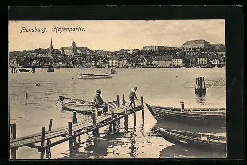 AK Flensburg, Panorama und Hafenpartie