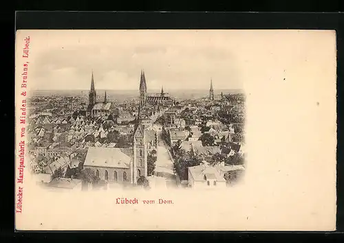 AK Lübeck, Totalansicht vom Dom gesehen