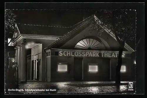 AK Berlin-Steglitz, Schlossparktheater bei Nacht