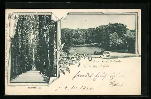 AK Eutin, Wasserallee und Eutinersee mit Stadtbucht
