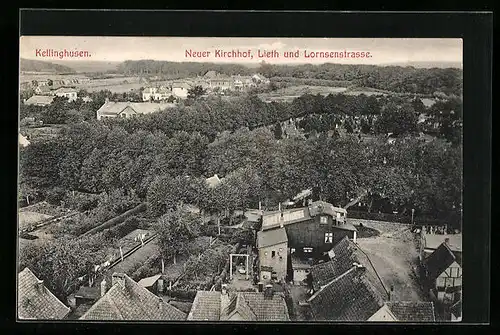 AK Kellinghusen, Neuer Kirchhof, Lieth und Lornsenstrasse aus der Vogelschau