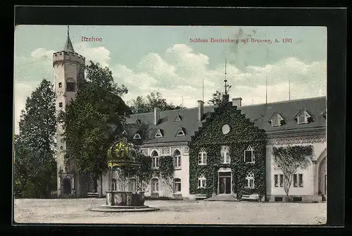 AK Itzehoe, Schloss Breitenburg mit Brunnen